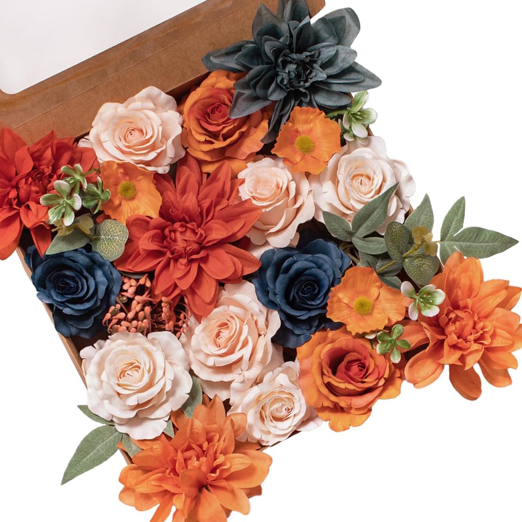FANKO Fall Artificial Flowers DIY Bouquet Combo Faux Rose for Home Decor | Orang