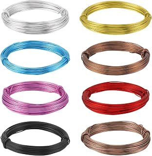 8 Rolls 1mm Aluminum Craft Wire 18 Gauge Color Flexible Metal Jewelry Beaded Wire DIY Jewelry Making Carving Modeling Arts Crafts Flower Arrangement Mat Woven 32.81ft/Roll
