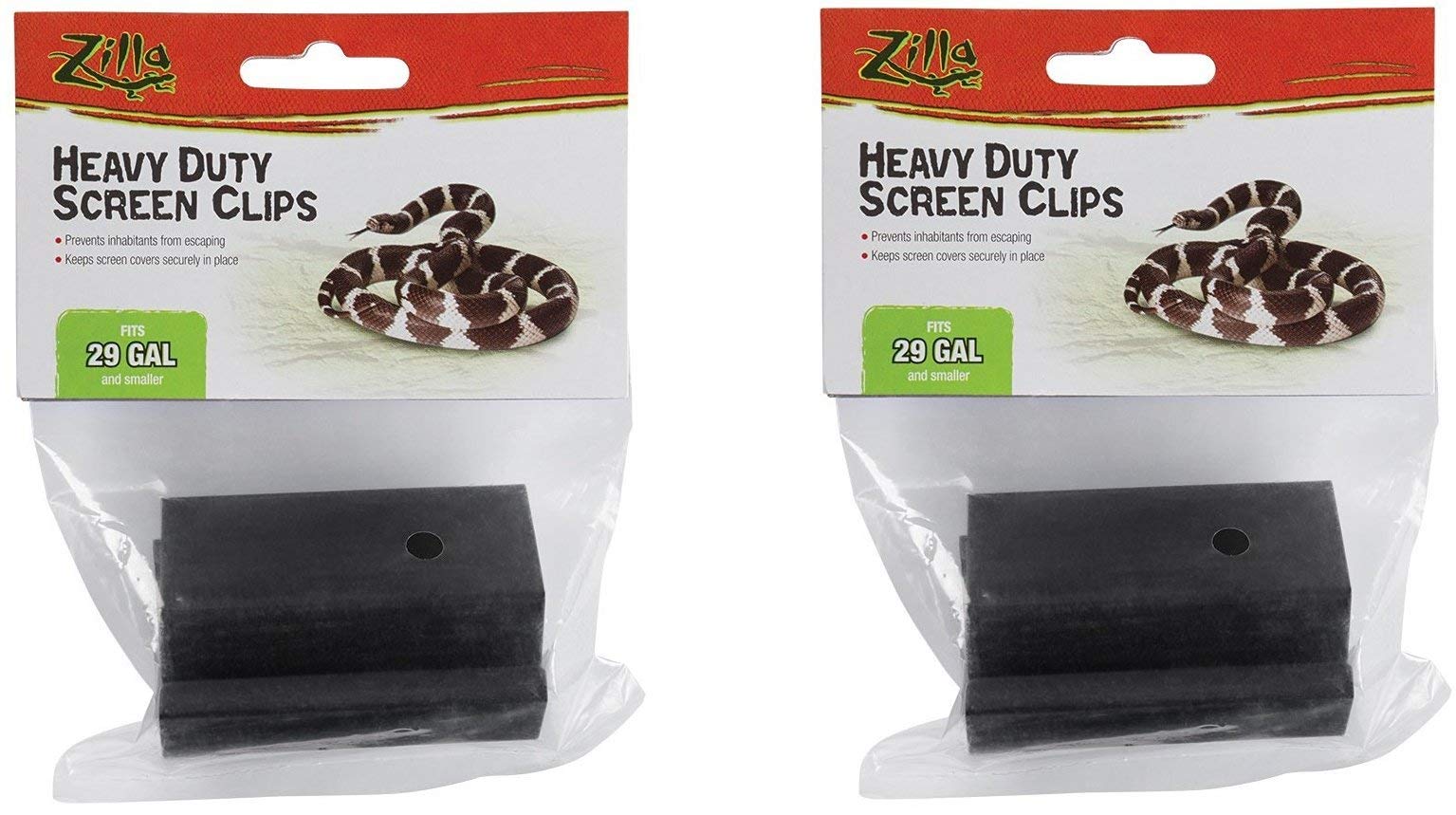 (2 Pack) Zilla Reptile Terrarium Covers Heavy Duty Screen Clips, Small 5-29 Gall