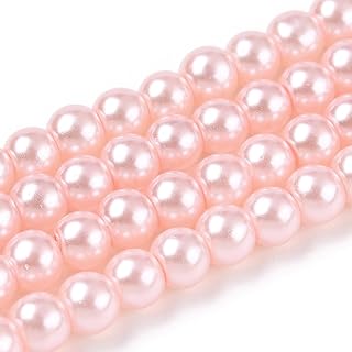 About 185Pcs 6mm Pearlized Glass Pearl Round Beads for Jewelry Making Dyed Round Loose Spacer Bead Dark Blue Craft Pearlized Beads for Jewelry Necklace Craft Making Vase Filler