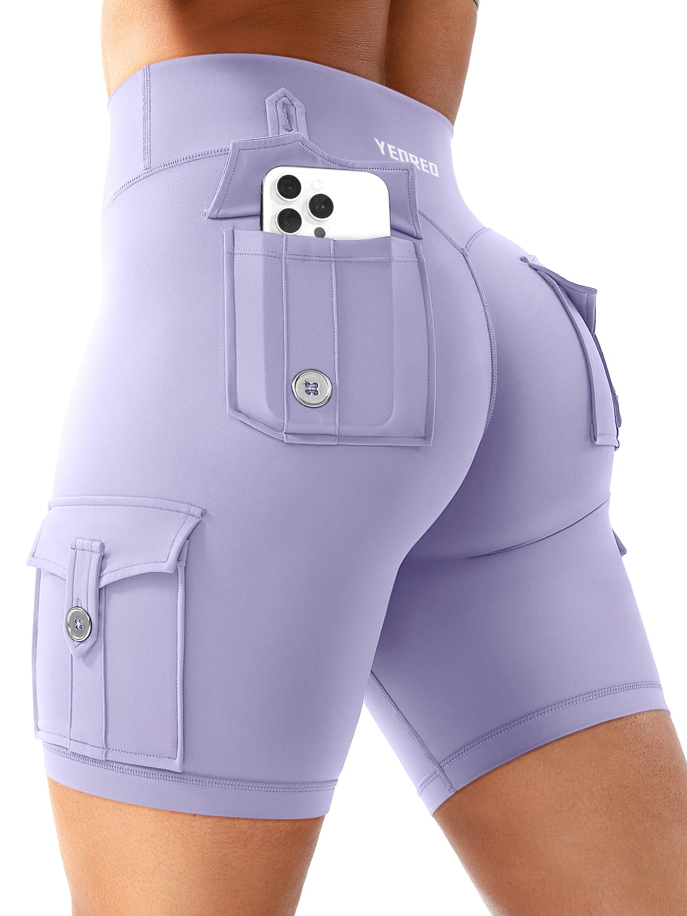 YEOREO CoreFlex Women Workout Cargo Shorts 8"