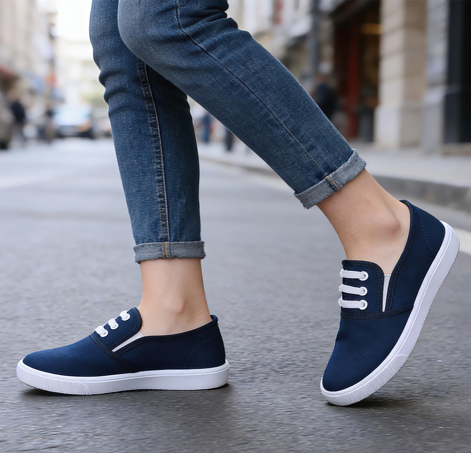 Canvas Tennis Shoes For Women Low Casual White Black Sneakers For Women Slip On 
