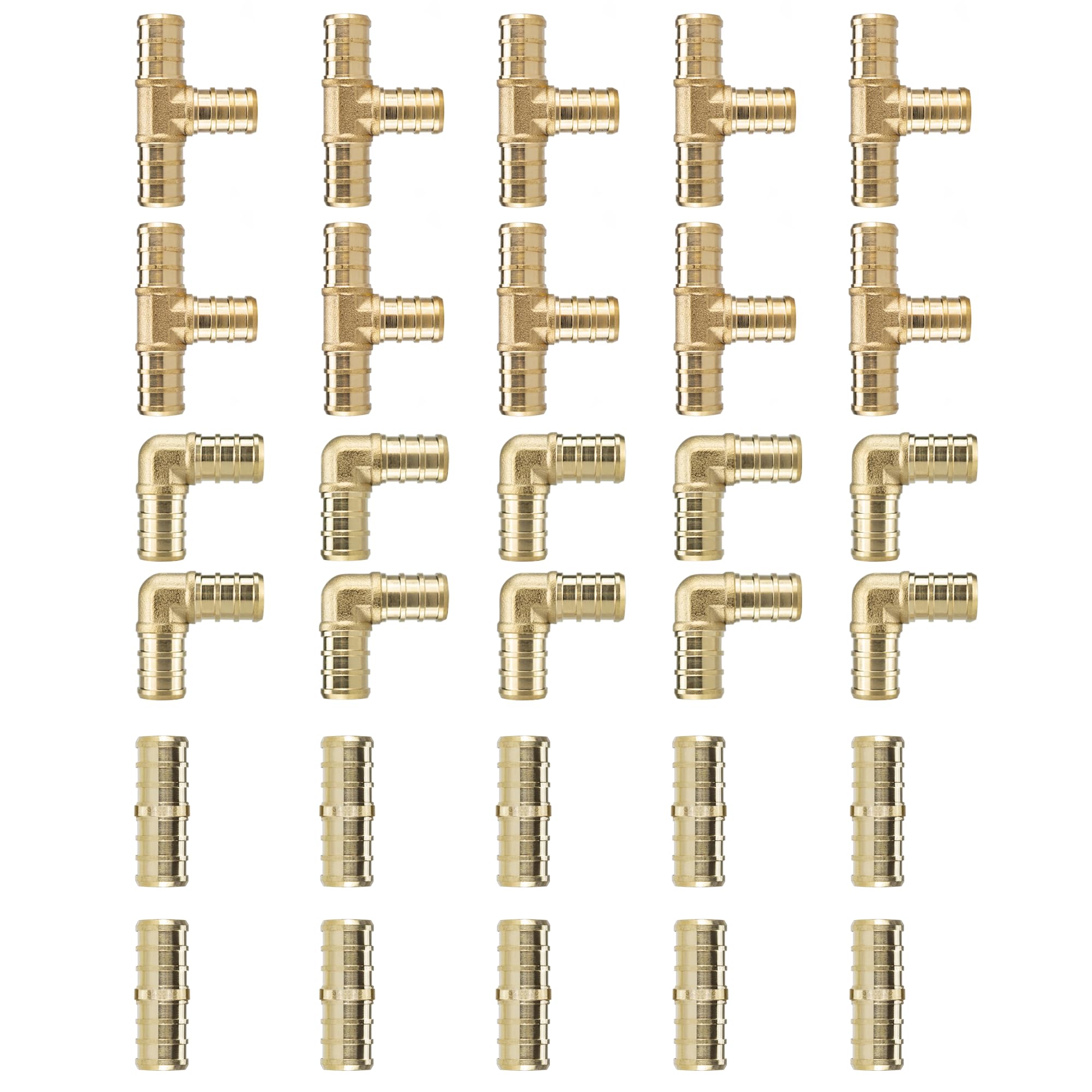 FlowField 1/2 Pex-B Brass Fittings Drop Ear Elbow, Tee, Coupling, Set, for PEX P