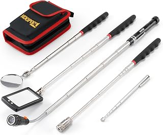 Telescoping Magnetic Pickup Tool Set, Inspection Mirror Telescoping, LED Flashlight, Cool Gadgets for Men, Stocking Stuffers, Gifts for Dad, Husband, Kids, Boyfriend, Magnet Stick(Red)