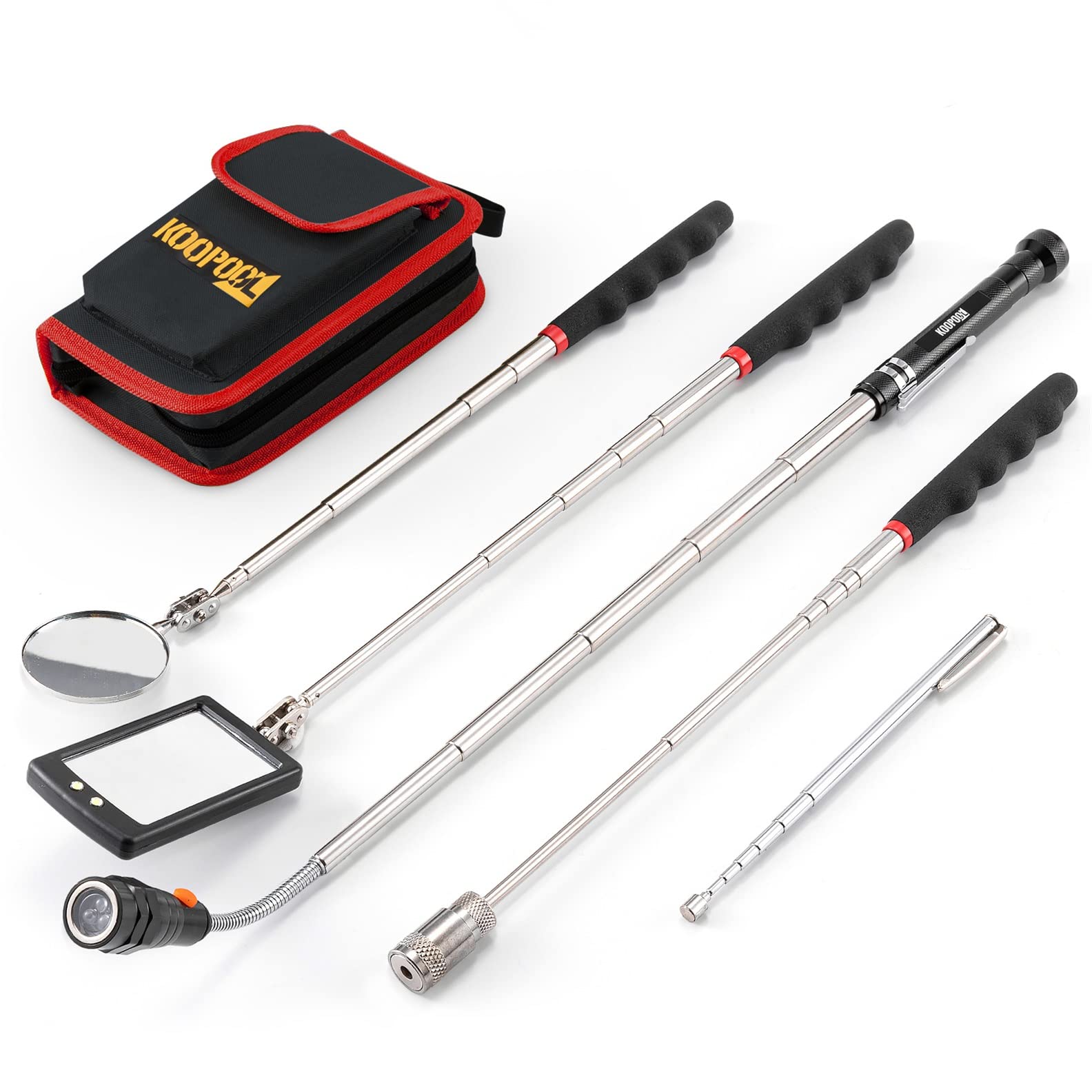 Telescoping Magnetic Pickup Tool Set, Inspection Mirror Telescoping, LED Flashli