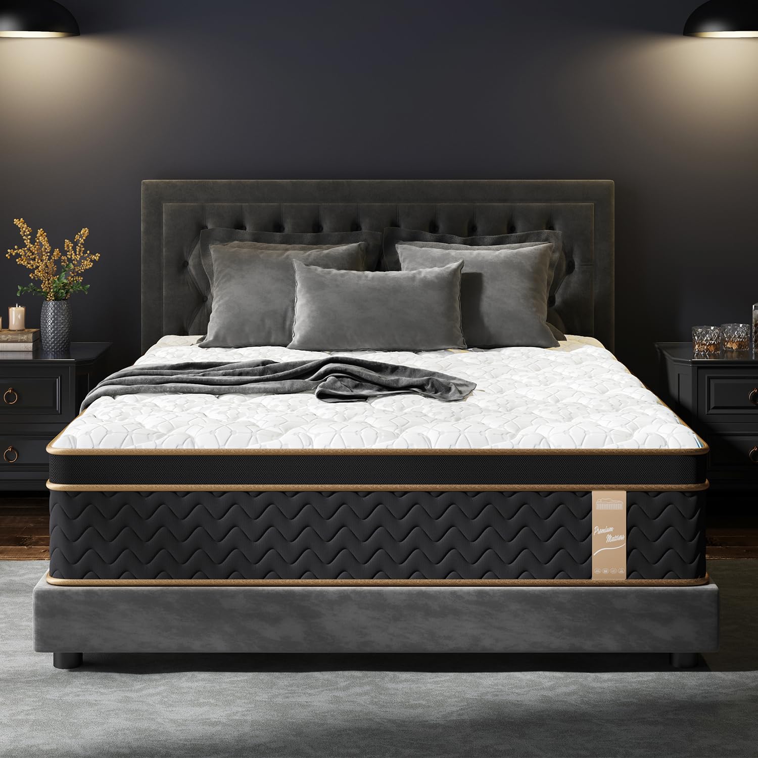 Double Mattress 10 Inch, Luxury Hotel Cooling Full Size Hybrid Mattress in a Box