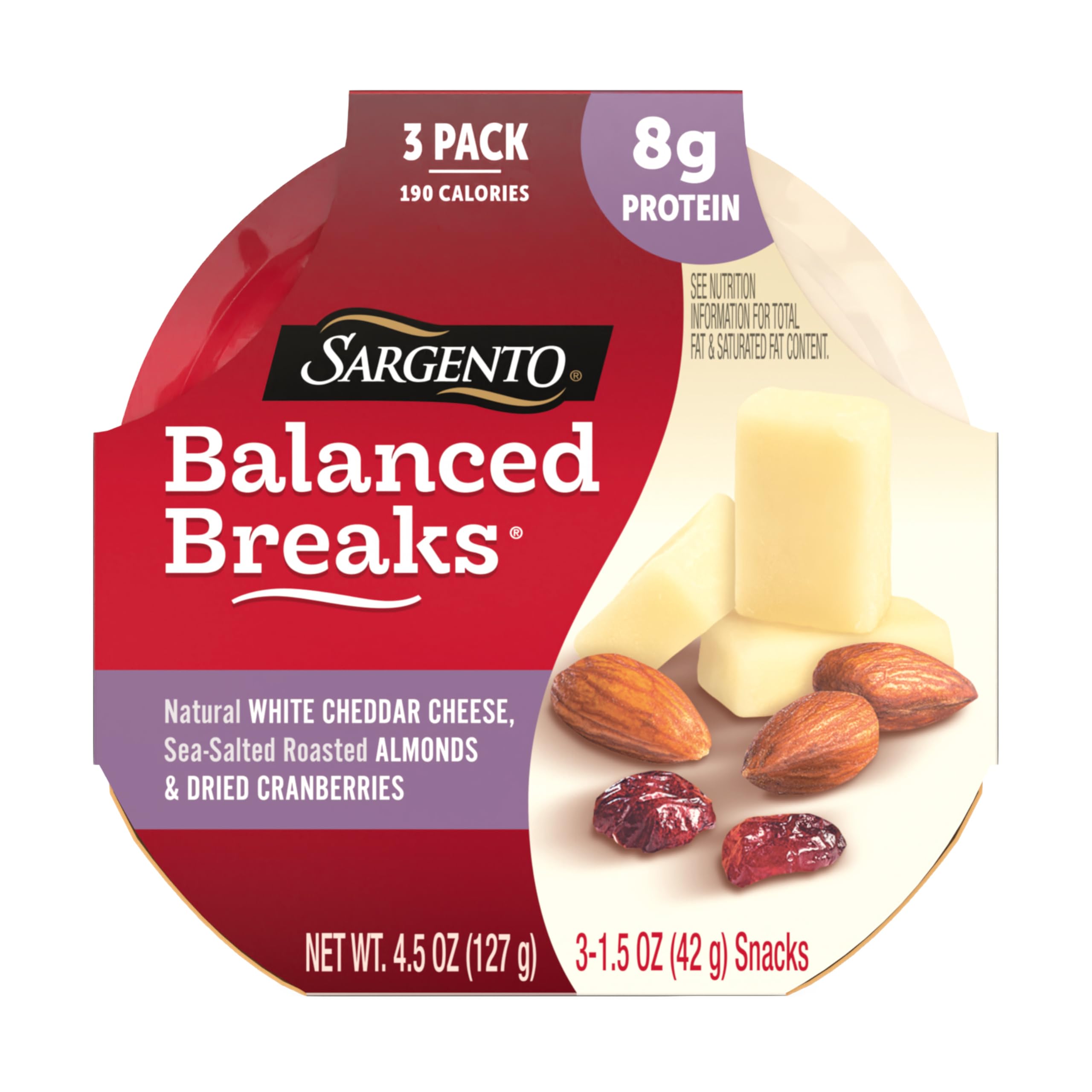 Sargento Balanced Breaks White Cheddar, Almonds & Dried Cranberries