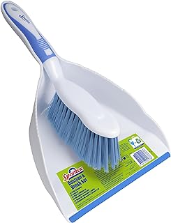 Spontex Dustpan & Brush Set | Large Capacity Dustpan | Durable Bristles & Easy-Sweep Rubber Blade | Compact Storage | Lightweight Design