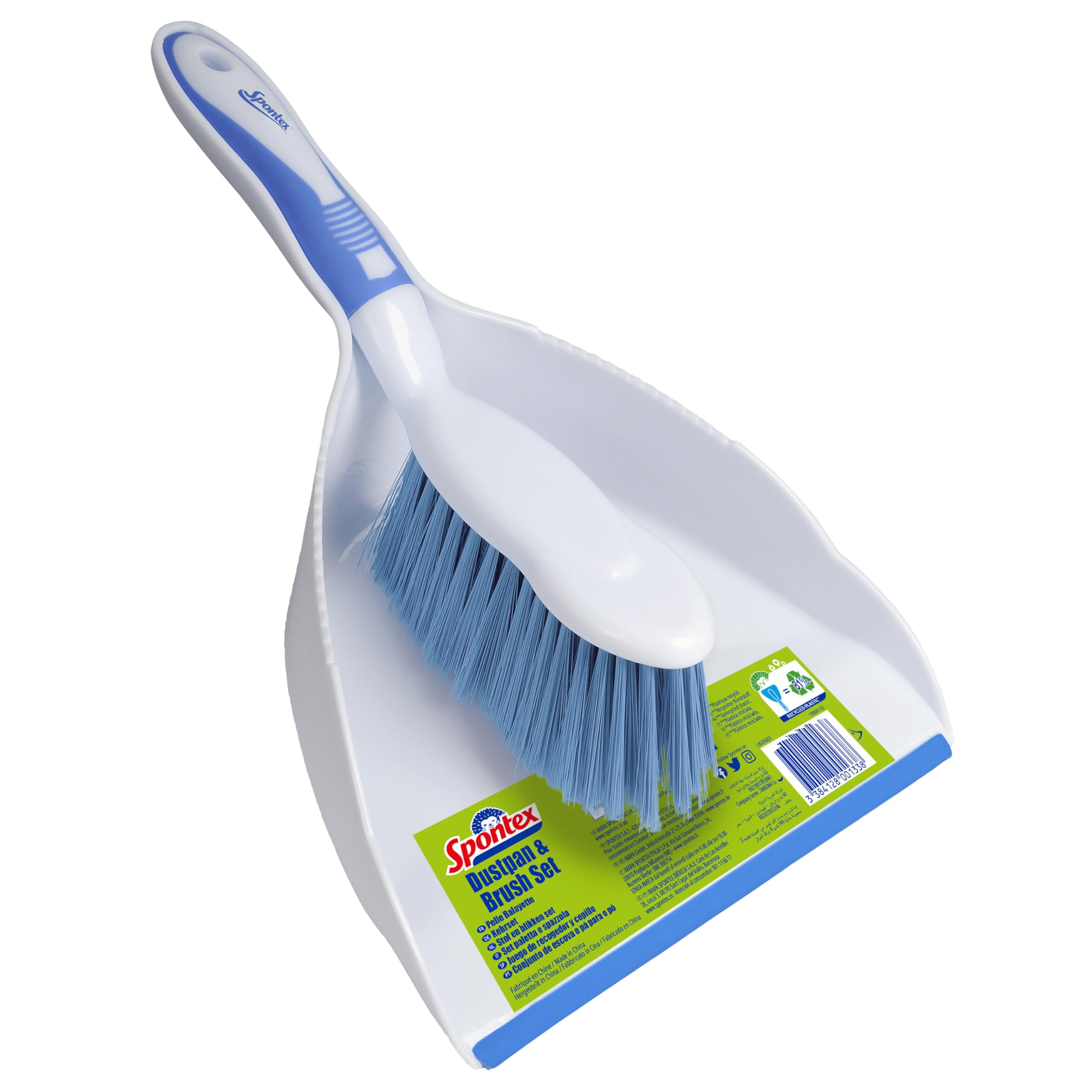 Spontex Dustpan & Brush Set | Large Capacity Dustpan | Durable Bristles & Easy-S