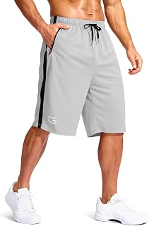 G Gradual Men's 11" Long Basketball Gym Shorts with Zipper Pockets
