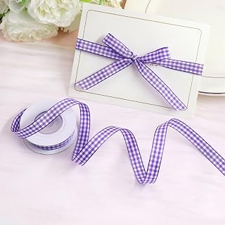 3/8" x 25 Yards Light Purple Gingham Ribbon Buffalo Check Ribbon for Gift Wrapping, DIY Crafts, Weddings, Holiday Party Decorations