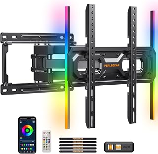 Perlegear Full Motion TV Wall Mount with LED Light for 26–65 inch TVs