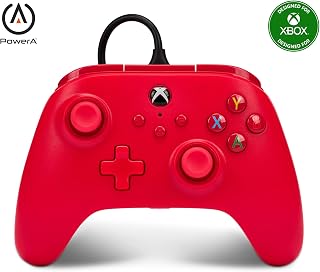 PowerA Wired Controller For Xbox Series X & S, Xbox One, PC, Windows 10 & 11, Dual Rumble Motors, Detachable 10ft USB Cable, 3.5mm Stereo Headset Jack, Official: Red