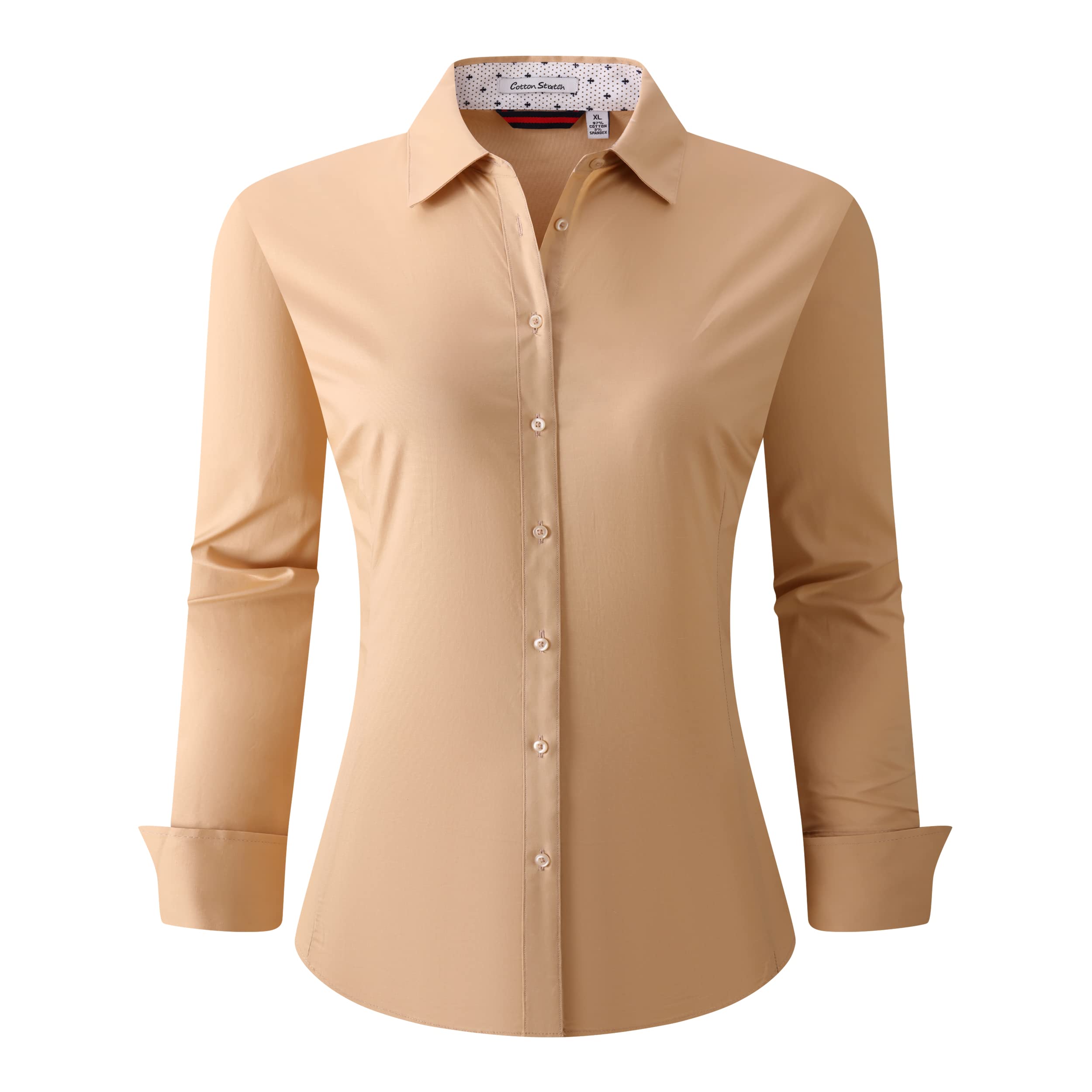 Alex Vando Womens Dress Shirts Long Sleeve Wrinkle Free Fitted Solid Color Stret