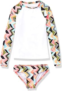 Kanu Surf Girls' River Long Sleeve Rash Guard UPF 50+ Two Piece Swim Set Rash Guard Set (Pack of 2)