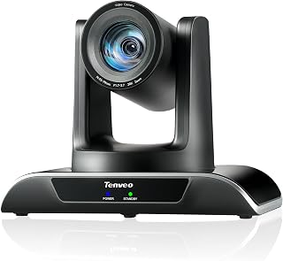 Tenveo HDMI/USB3.0/LAN(PoE) PTZ Camera AI Humanoid & Face Auto-Tracking, AI Gesture Control, 20X Optical Zoom PTZ Camera IP Live Streaming, FHD 1080P 60FPS, for Church Services Worship Live Streaming