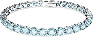 Swarovski Matrix Tennis Bracelet, Round Cut Crystals, Pink, Blue, Black, Clear, Rhodium, Gold-Tone and Rose Gold-Tone Finishes