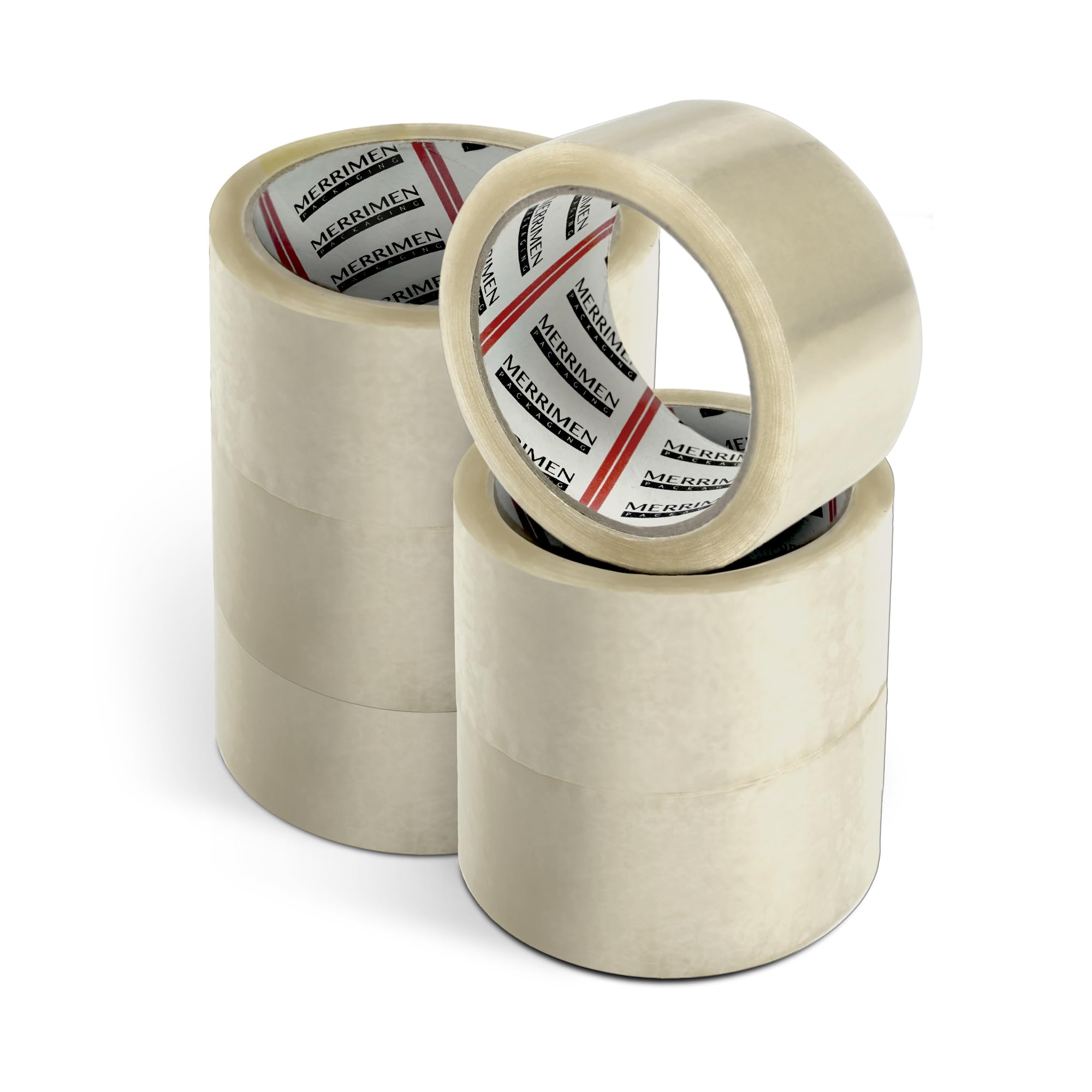 MERRIMEN Strong Heavy Duty Roll Pack Clear Packaging Tape, Secure Sticky Sealing