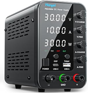 DC Power Supply Variable, 30V 10A Bench Power Supply with Encoder Coarse & Fine Adjustments Knob, Adjustable Switching Regulated lab Power Supplies with 18W USB & Type-C Quick-Charge