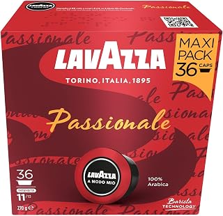 Lavazza, A Modo Mio Espresso Passionale, 36 Coffee Pods | Intensity 11/13, with Notes of Chocolate, 100% Arabica, Medium-Dark Roasting, Ideal for 40ml Espresso