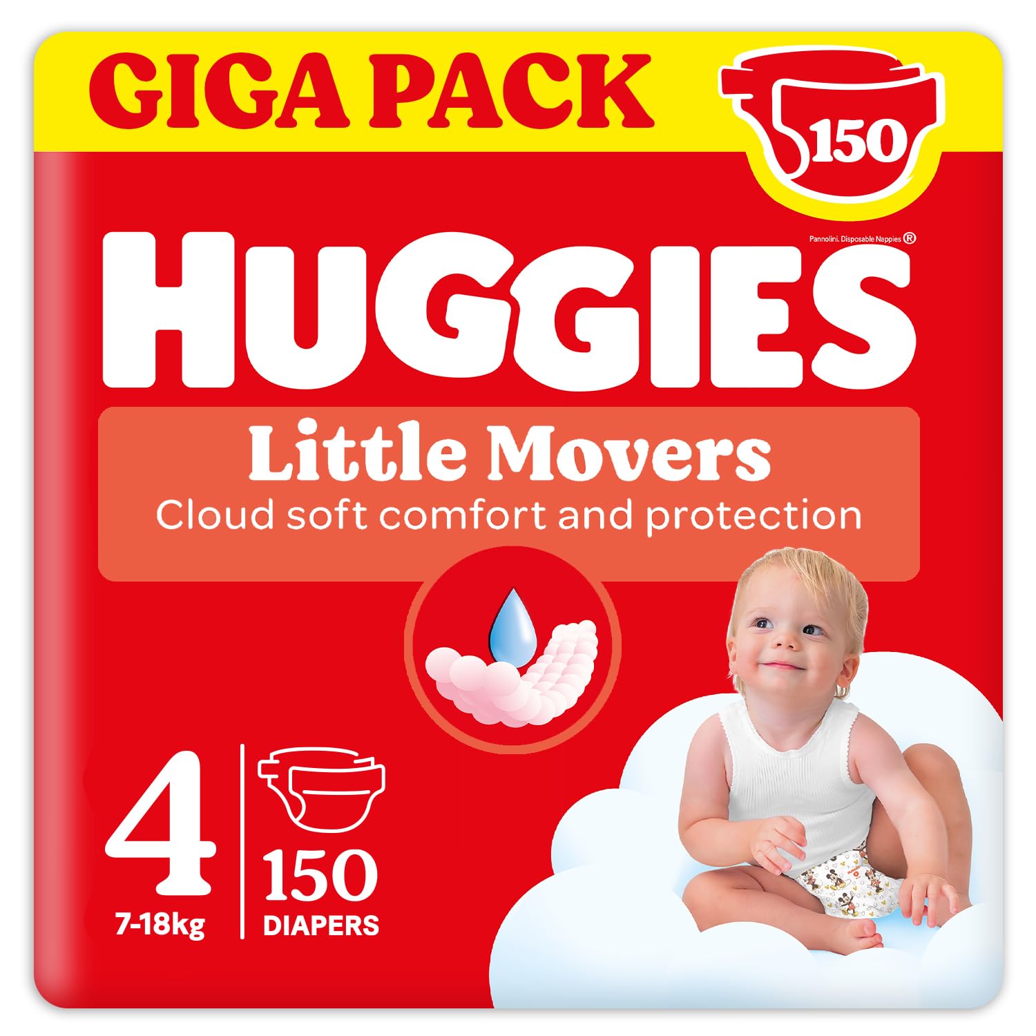 Huggies Little Movers 150 Nappies Size 4 (7-18 kg) Spare Pack