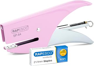 Rapesco 1377 SP-64 Stapling Plier and 1000 Staples, 12 Sheet Capacity | Comes with 1000 Type 21/4mm, Candy Pink