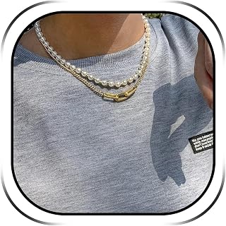 Collana a catena a maglia a strati per uomo, regolabile, con pietre preziose simulate, regalo alla moda per marito, papà, anniversario, compleanno, matrimonio