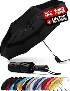 Repel Windproof Travel Umbrella - Compact & Withstands Winds up to 100MPH, Strongest Premium Auto Folding Umbrella for Rain and Sun - Durable, Light & Portable for Women & Men, Fits Backpack & Cars