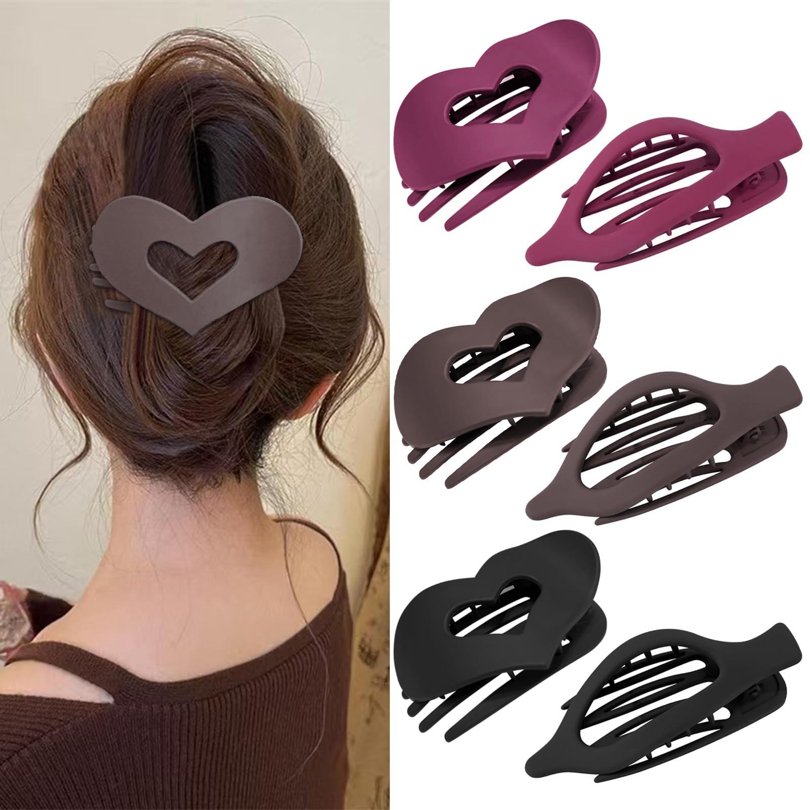 6 Pieces French Flat Hair Clips for Women, 2 Styles French Concord for Women Gir