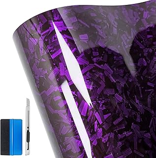 LZLRUN Gloss Purple Forged Carbon Fiber Car Vinyl Wrap Film 1ft x 10ft | Gloss forged carbon fiber texture, With install tools, Air release, DIY Decal Car Auto Vehicle Morotcycle Self Adhesive