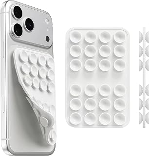 Upgraded Double Sided Silicone Suction Phone Case Detachable Mount, White | Removable Sticky Phone Grip Hands-Free Selfes & Videos for iPhone & Android, Trending TikTok items Gift for Content Creator