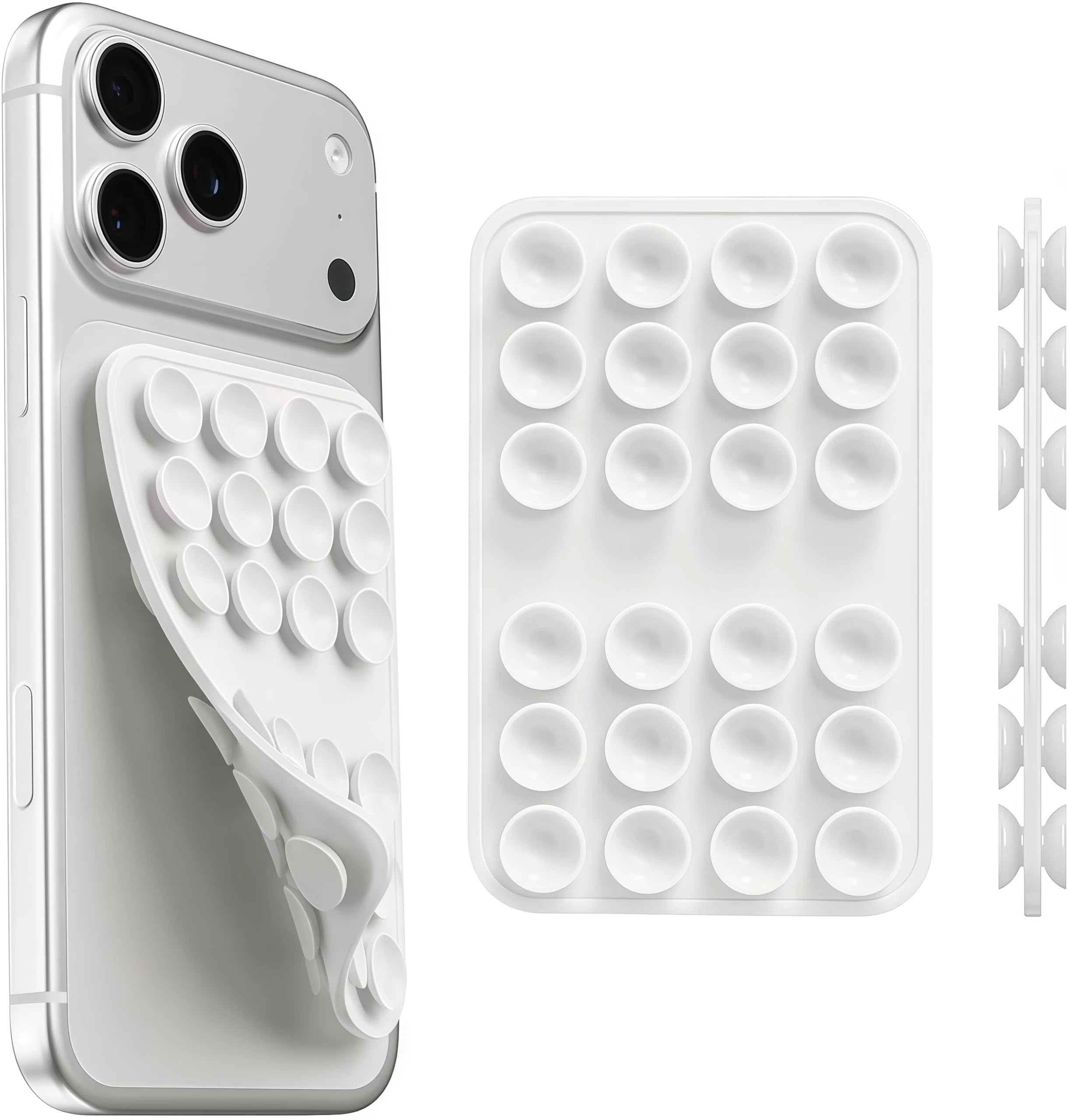 Upgraded Double Sided Silicone Suction Phone Case Detachable Mount, White | Remo