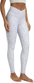ODODOS Women's Cross Waist Yoga Leggings with Inner Pocket, 23"/25"/28" Gathered Crossover Workout Yoga Pants