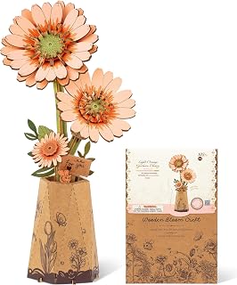 Wowood 3D Flower Wooden Puzzles for Adults-Gerbera Daisy, DIY Wooden Flowers Model Kit Building Set Crafts for Adults to Build, Botanical Collection/Ideal Creative Gift Ideas/Housewarming (105PCS)