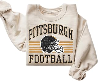 Distressed Pittsburgh Football Retro Crewneck Sweatshirt – Vintage College Sports Style