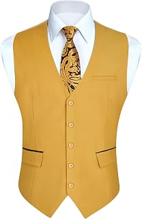 HISDERN Vest Suit Man Wedding Vests Original Dress Vest Elegant Party Business with Pockets