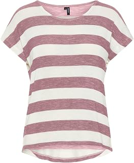 VERO MODA Women's Round Neck Striped Print T-Shirt