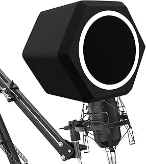 Microphone Wind Shield Pop Filter Microphone Isolation Ball, Acoustic Filter for Record Studios Mic, Sound-Absorbing Foam Five-sided Seal Design to Effectively Reduces Noise and Reflections