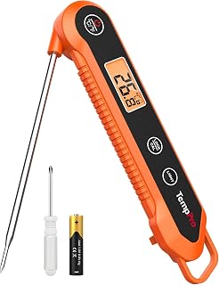 TempPro TP03H Meat Thermometer with IPX6 Waterproof, Food Thermometer | Foldable Food Temperature Probe with LCD Backlit Calibration Lock Fuction, food probe for Oil Jam Milk(Previously ThermoPro)