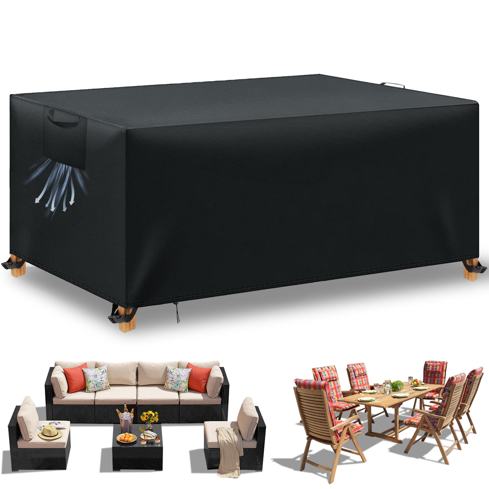 WUAYAMI Garden Furniture Cover Waterproof Windproof Anti UV Heavy Duty 420D Oxfo