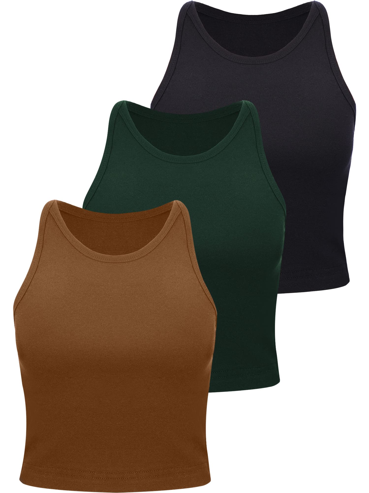 Boao Women's Basic Crop Top, Opaque, Pack of 3