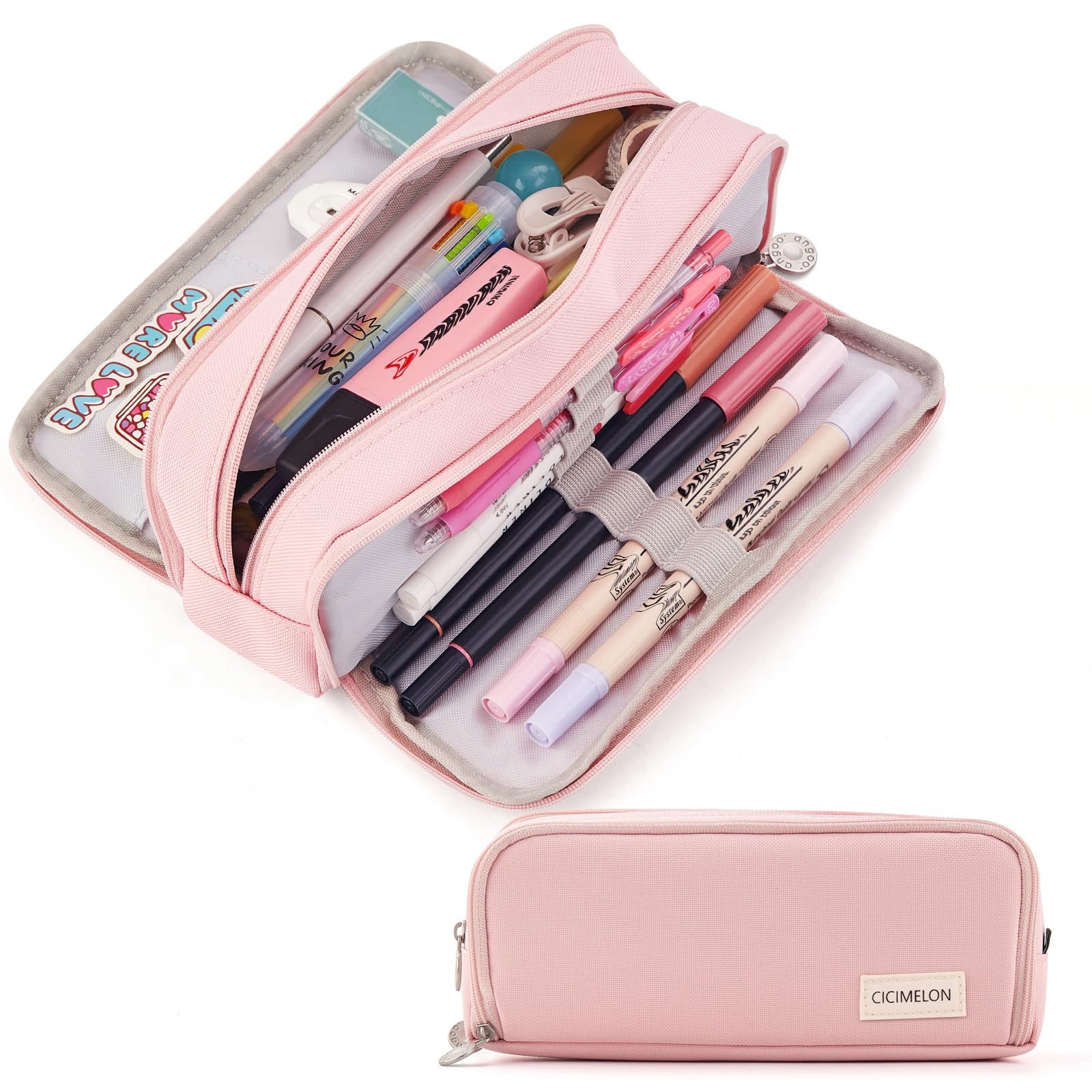 CICIMELON Large Capacity Pencil Case 3 Compartment Pouch Pen Bag for School Teen
