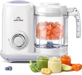 AMZBABYCHEF Baby Food Maker, 4 in 1 Baby Food Processor and Steamer, Puree Blender, Multifunctional Baby Puree Maker, Dishwasher Safe, White
