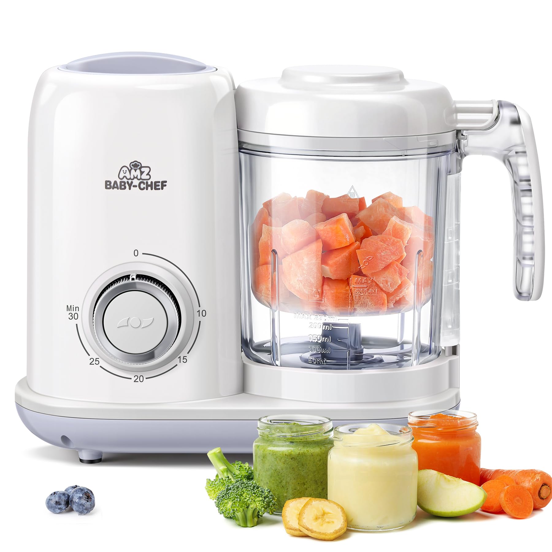 AMZBABYCHEF Baby Food Maker, 4 in 1 Baby Food Processor and Steamer, Puree Blend