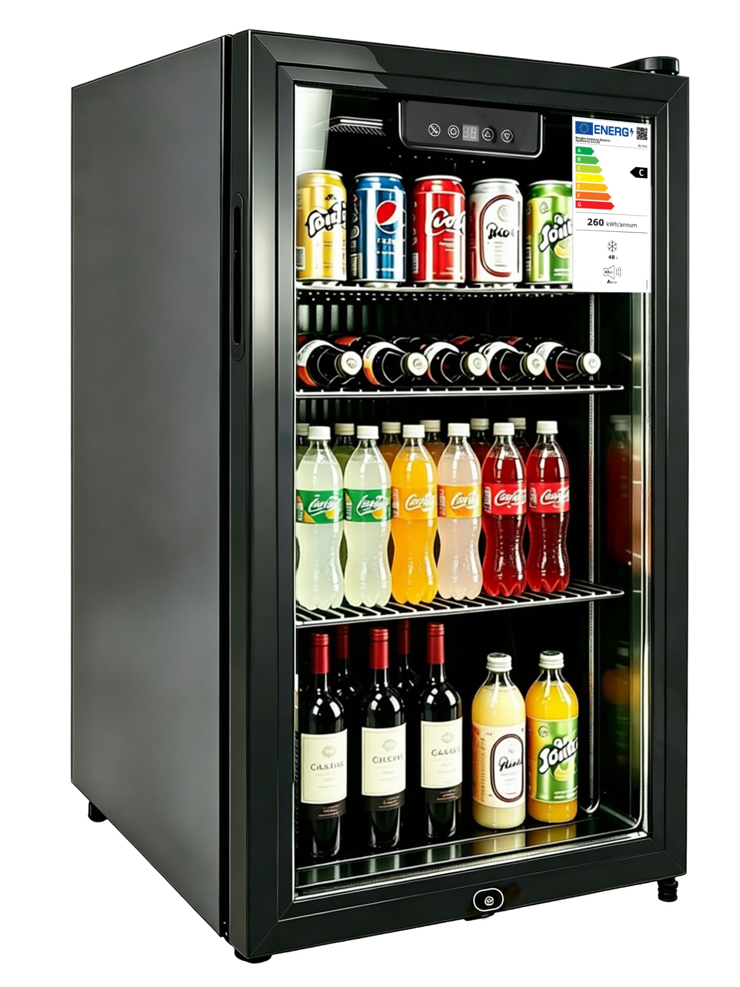 E-Yards 1.7 Cu.ft Beverage Refrigerator Cooler, 68 Can Mini Fridge Glass Door wi