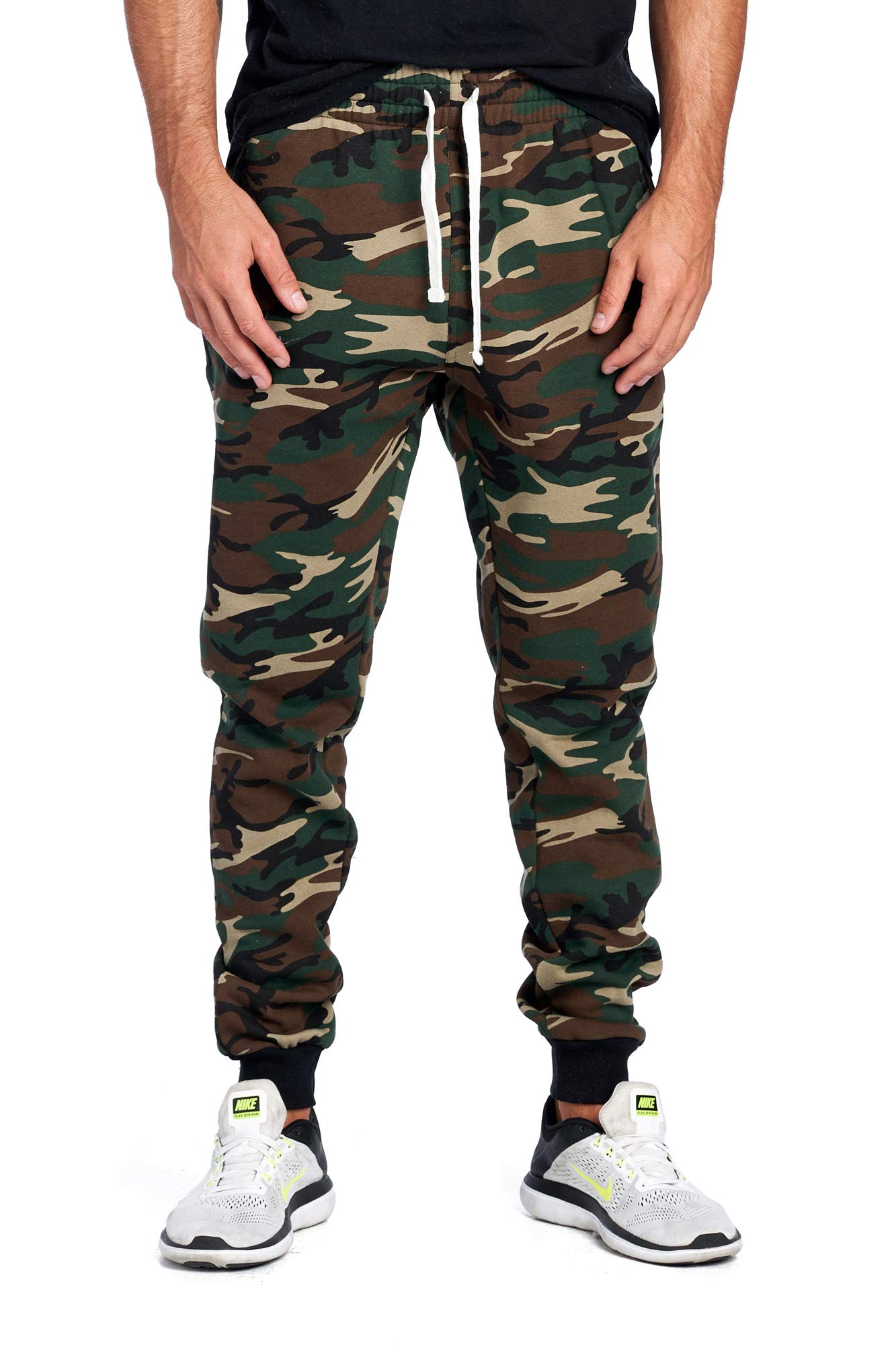 PROGO USA Mens Basic Fleece Heather Elastic Waist Jogging Bottoms