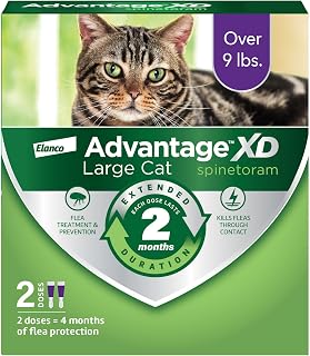 Advantage XD (Spinetoram) Large Cat Topical Flea Treatment & Prevention 2ct | For Cats Over 9 lbs., 2 Dose Protects for 4 Months, Outlasts the Flea Lifecycle, Fragrance-Free