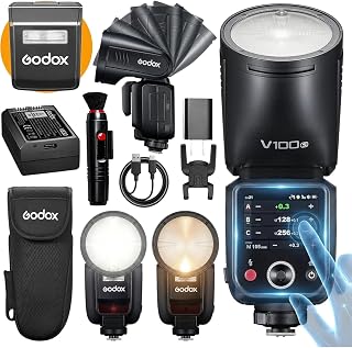 GODOX V100 S GODOX Flash for Sony – Global Shutter,Touchscreen Control,100W TTL Camera Flash GODOXV1 for Sony Upgraded,70 Full Power Consecutive Flashes, Camera Flash for a7iii etc