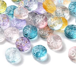 100 Pieces Small Round Flat Glass Beads Clear Colorful Loose Beads for Friendship Bracelet Necklace Key Chain Jewelry Craft Spacer Beads