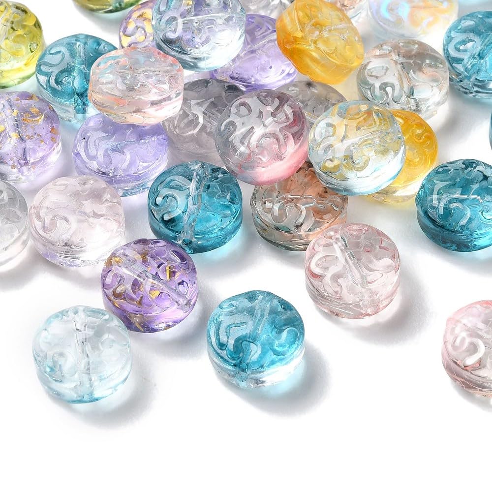 100 Pieces Small Round Flat Glass Beads Clear Colorful Loose Beads for Friendshi